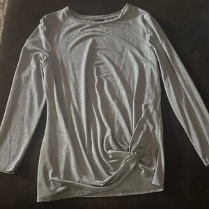 Ann Taylor Shimmering Silver Long Sleeve Top